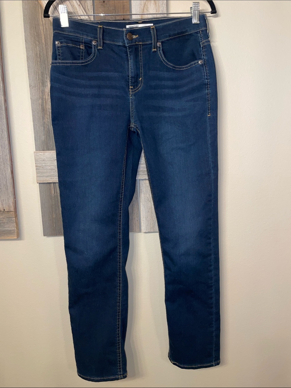 Signature by Levi Strauss Straight Leg Dark Blue Jeans